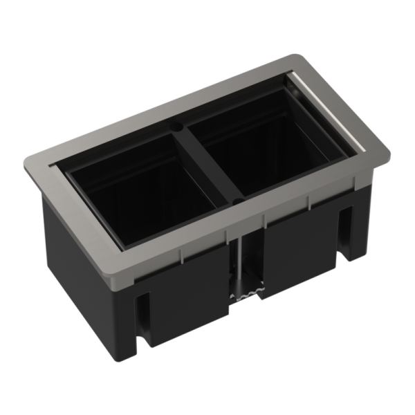 Настольный встраиваемый розеточный блок,  сдвижные крышки,  никель Slider 4 мод. (2 мод. 45х45)