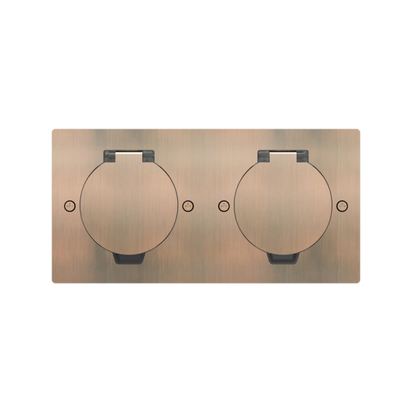 Лючок Surface 4 мод. (2 мод. 45х45 мм.),  круглая крышка,  красная медь,  IP44