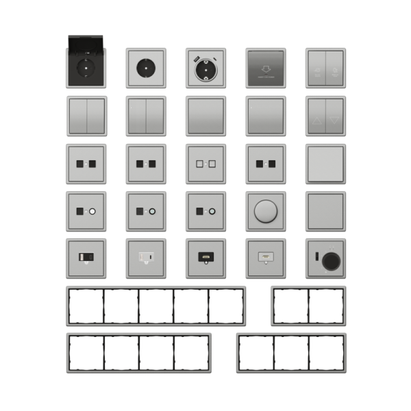 Накладка для розетки Schuko с зарядным устройством USB A+C,  с защитными шторками,  благородная сталь,  серия R98 METAL