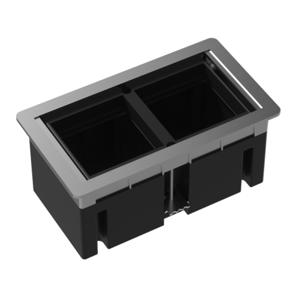 Настольный встраиваемый розеточный блок,  сдвижные крышки,  серебро Slider 4 мод. (2 мод. 45х45)