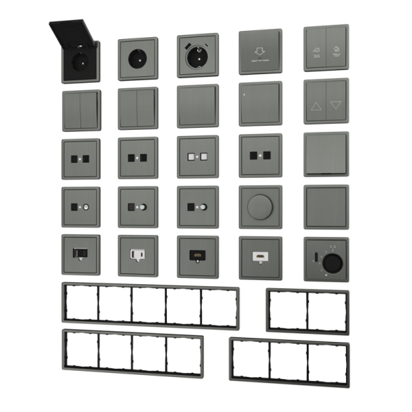 Накладка для розетки Schuko с зарядным устройством USB A+C,  с защитными шторками,  никель,  серия R98 METAL