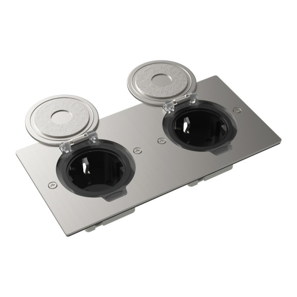 Лючок Surface 4 мод. (2 мод. 45х45 мм.),  круглая крышка,  никель,  IP44