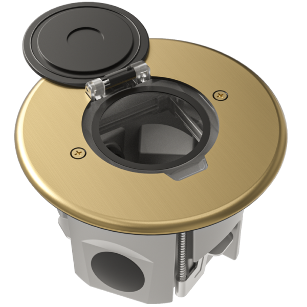 Лючок Surface 2 мод. (1 мод. 45х45 мм.),   круглый,  круглая крышка,  золото,  IP44,  (с уст. набором)