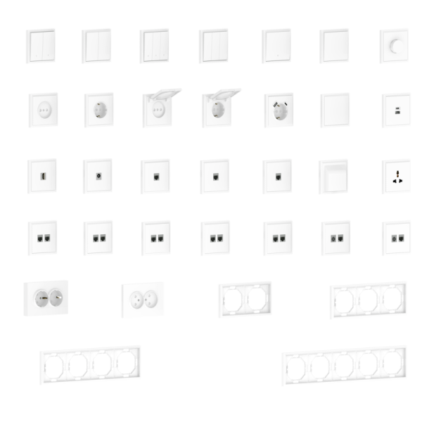 Накладка 2-я для розеток RJ45, TV, SAT,  глянцевый белый,  серия S08