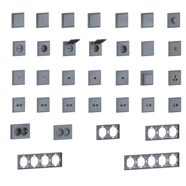 Накладка 2-я для розеток RJ45, TV, SAT,  сталь,  серия S08