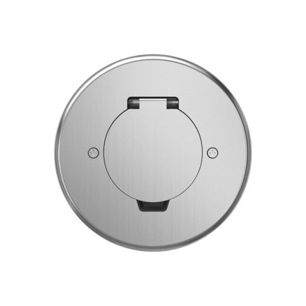 Лючок Surface 2 мод. (1 мод. 45х45 мм.),   круглый,  круглая крышка,  полированное серебро,  IP44,  (с уст. набором)