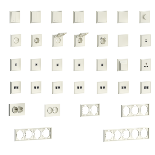 Накладка 2-я для розеток RJ45, TV, SAT,  слоновая кость,  серия S08