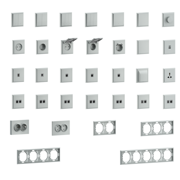 Накладка 2-я для розеток RJ45, TV, SAT,  серый графит,  серия S08
