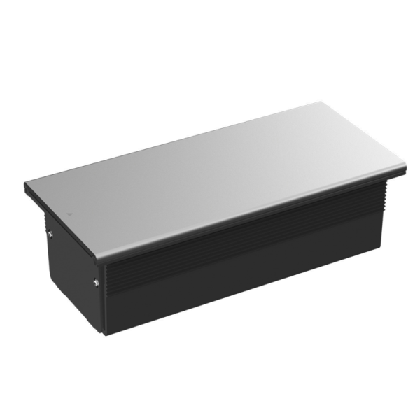 Настольный встраиваемый розеточный блок,  сдвижная крышка Slider 6 мод. (3 мод. 45х45),  серебро