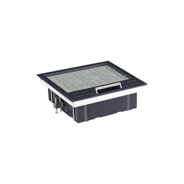 Лючок в пол 12 мод. (6 мод. 45х45 мм.) верт. установка,  крышка ABS +гальванизированная стальн