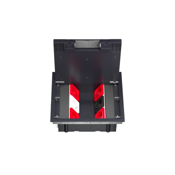 Лючок в пол 12 мод. (6 мод. 45х45 мм.) верт. установка,  крышка ABS +гальванизированная стальн