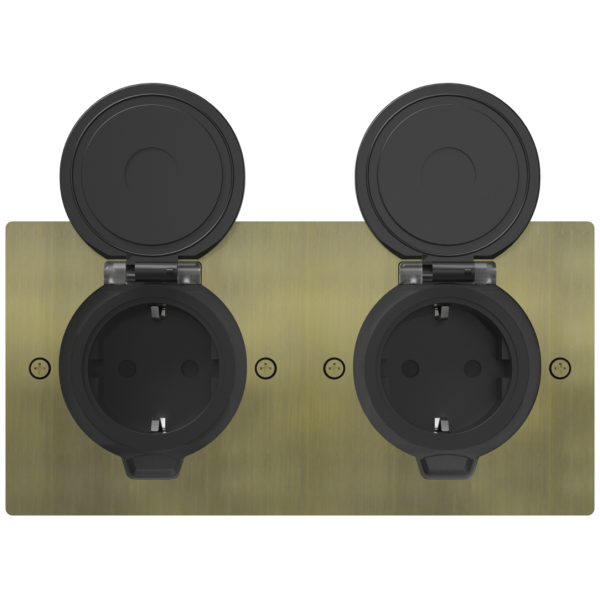 Лючок Surface 4 мод. (2 мод. 45х45 мм.),  круглая крышка,  античная латунь,  IP44