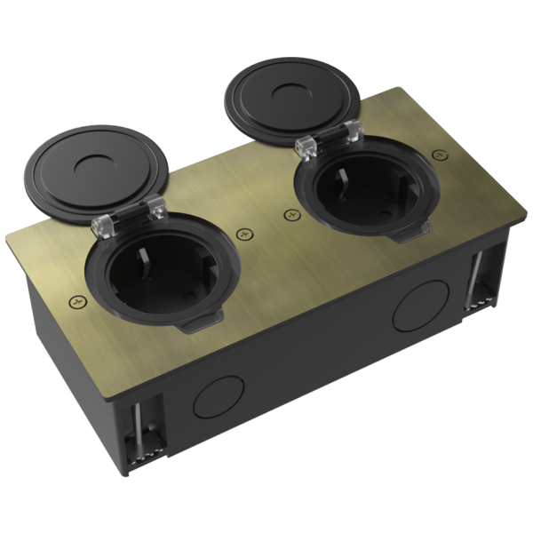 Лючок Surface 4 мод. (2 мод. 45х45 мм.),  круглая крышка,  античная латунь,  IP44