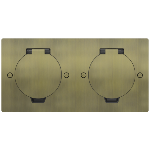 Лючок Surface 4 мод. (2 мод. 45х45 мм.),  круглая крышка,  античная латунь,  IP44