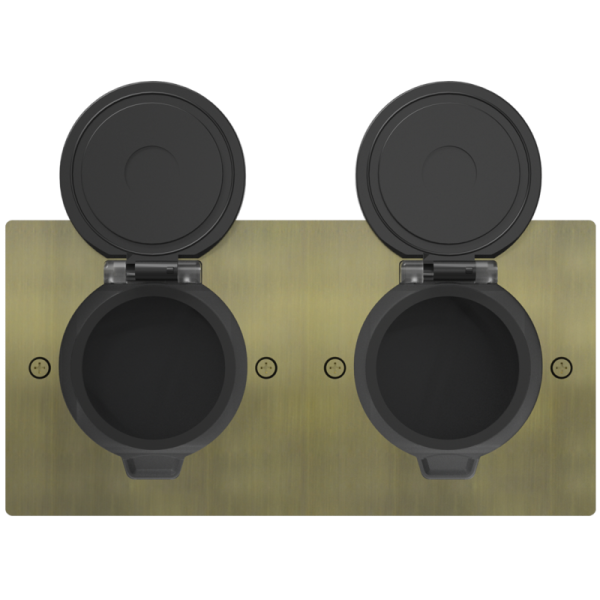 Лючок Surface 4 мод. (2 мод. 45х45 мм.),  круглая крышка,  античная латунь,  IP44