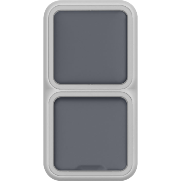 Двойной блок накладной,  розетка с защитной крышкой+переключатель 1-клавишный,  цвет серый,  IP55,  серия W55