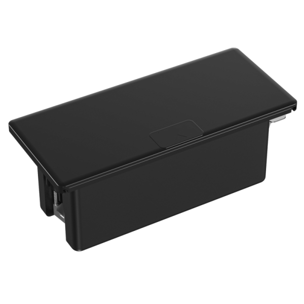 Настольный встраиваемый розеточный блок с сдвижной крышкой Slider 6 мод. (3 мод. 45х45),  черный