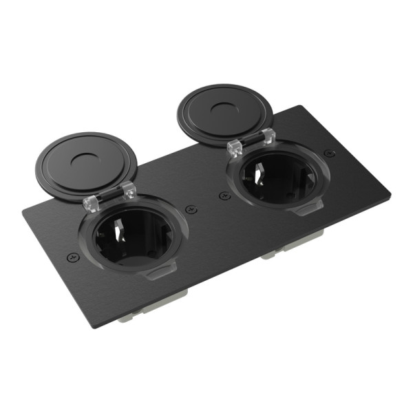 Лючок Surface 4 мод. (2 мод. 45х45 мм.),  круглая крышка,  антрацит,  IP44