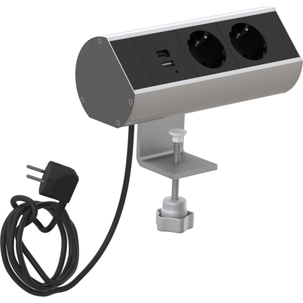 Настольный розеточный блок Ovaledesign в сборе: 2х220V,  USB Type A+C,  кабель