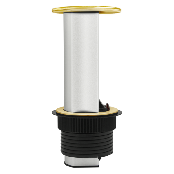 Настольный встраиваемый выдвижной розеточный блок Vertical 6 мод. (3 мод. 45х45),  латунь