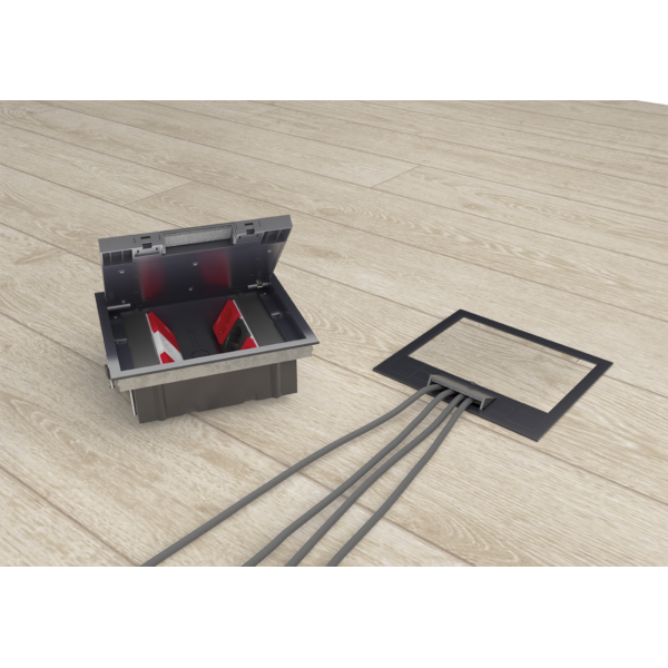 Лючок в пол 12 мод. (6 мод. 45х45 мм.) верт. установка,  крышка ABS +гальванизированная стальн