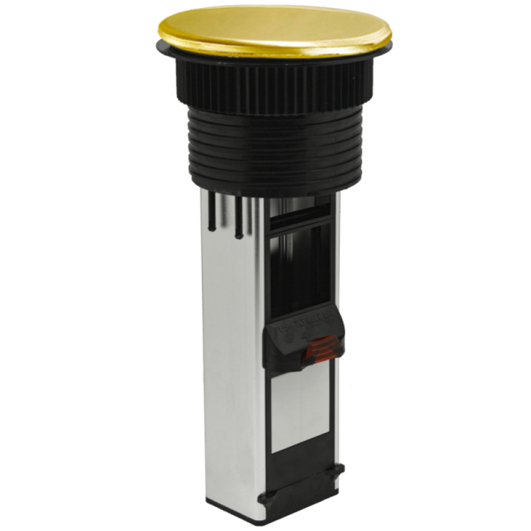 Настольный встраиваемый выдвижной розеточный блок Vertical 6 мод. (3 мод. 45х45),  латунь