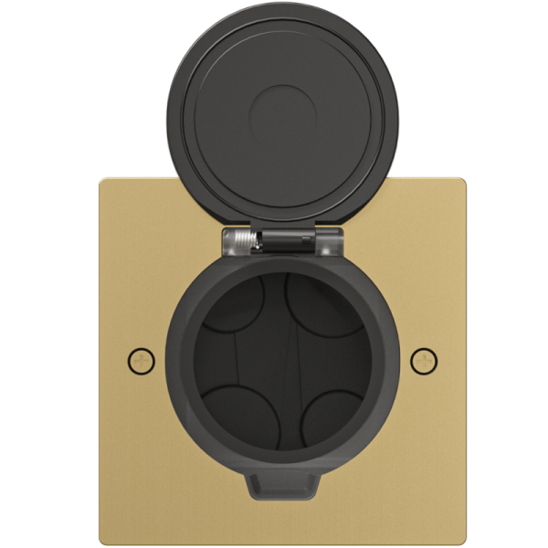 Лючок Surface 2 мод. (1 мод. 45х45 мм.),  круглая крышка,  зотоло,  IP44