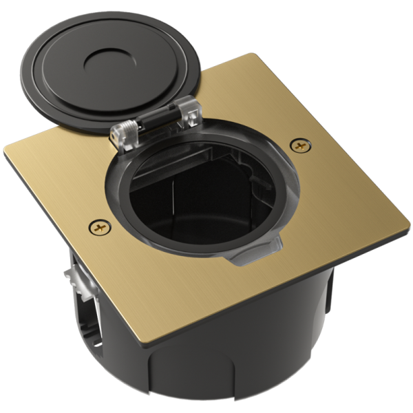 Лючок Surface 2 мод. (1 мод. 45х45 мм.),  круглая крышка,  зотоло,  IP44