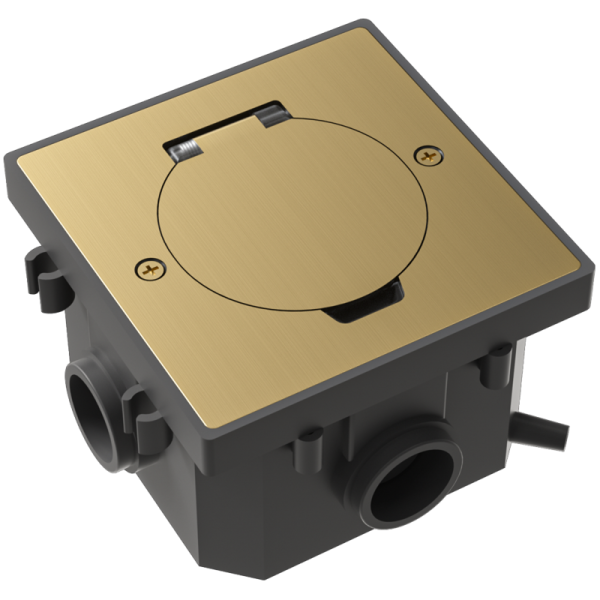 Лючок Surface 2 мод. (1 мод. 45х45 мм.),  круглая крышка,  зотоло,  IP44