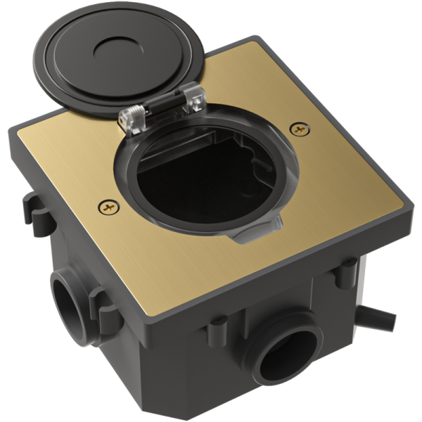 Лючок Surface 2 мод. (1 мод. 45х45 мм.),  круглая крышка,  зотоло,  IP44