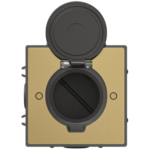 Лючок Surface 2 мод. (1 мод. 45х45 мм.),  круглая крышка,  зотоло,  IP44