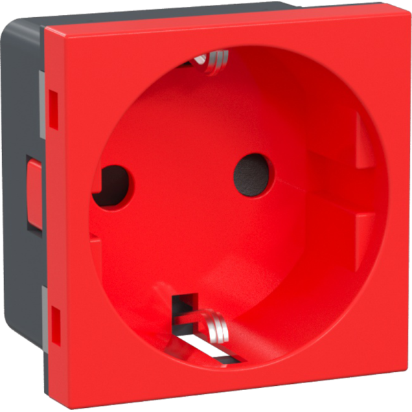 Розетка 2К+З нем.ст.,  в/заж.,  с з/ш,  крас. (45х45мм),  simple