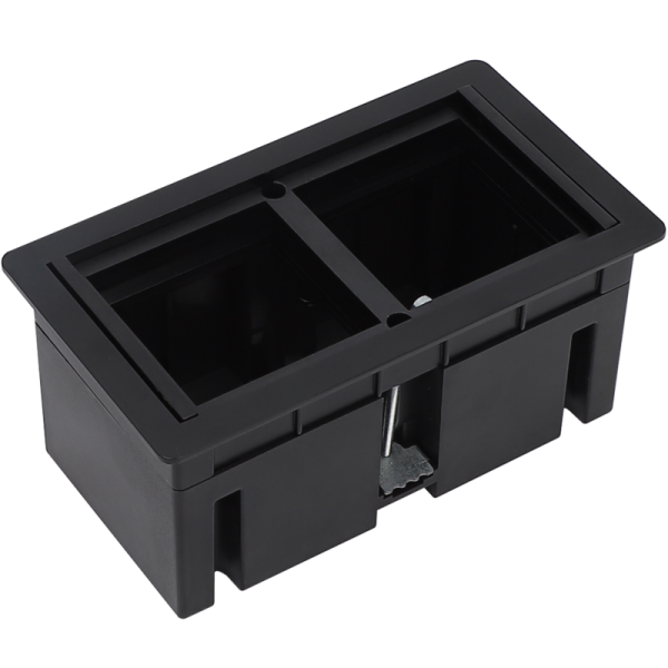 Настольный встраиваемый розеточный блок,  сдвижные крышки,  черный матовый Slider 4 мод. (2 мод. 45х45)