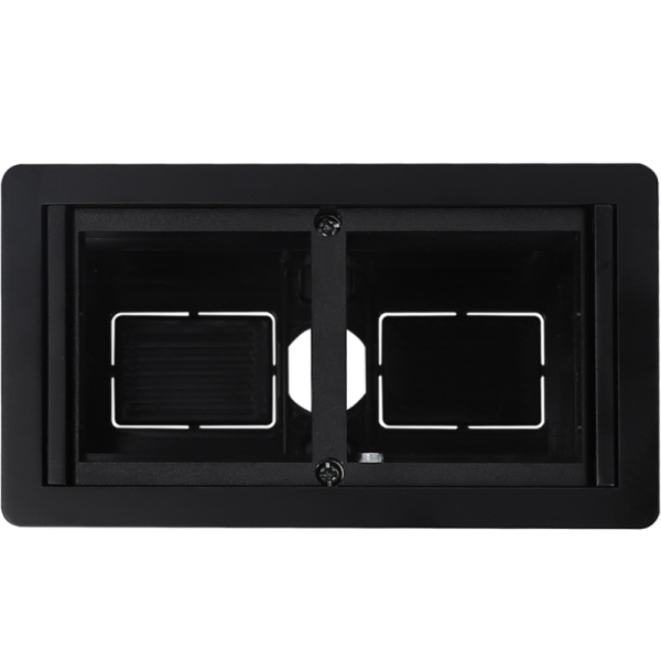 Настольный встраиваемый розеточный блок,  сдвижные крышки,  черный матовый Slider 4 мод. (2 мод. 45х45)