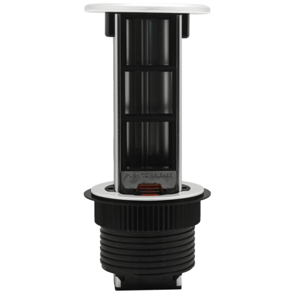 Настольный встраиваемый выдвижной розеточный блок Vertical 6 мод. (3 мод. 45х45),  белый