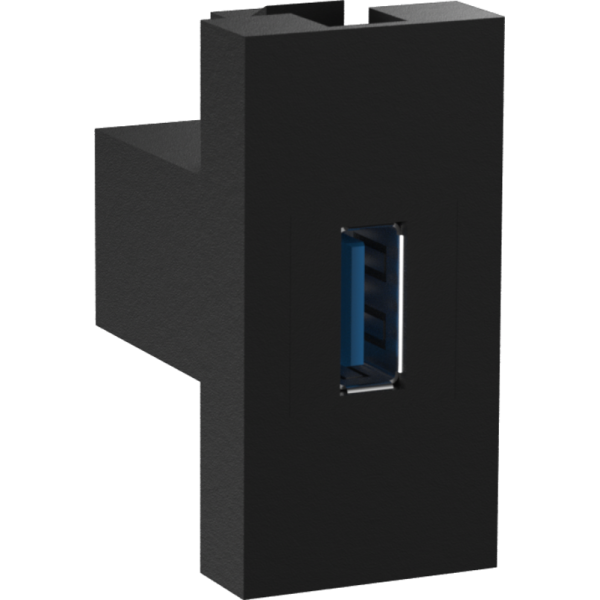 Розетка информационная USB для передачи данных,  1мод.,  черн. (22.5х45мм),  USB3.0,  серия (тип)