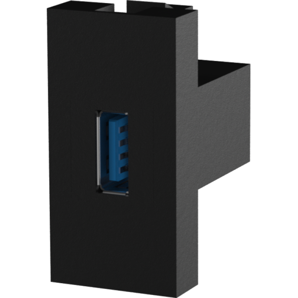 Розетка информационная USB для передачи данных,  1мод.,  черн. (22.5х45мм),  USB3.0,  серия (тип)