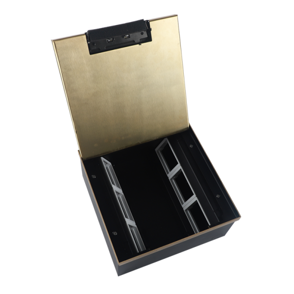 Лючок в пол 18 мод. (6 мод. 45х45 мм. + 6 мод. 22.5х45 мм.) верт. установка,  латунь