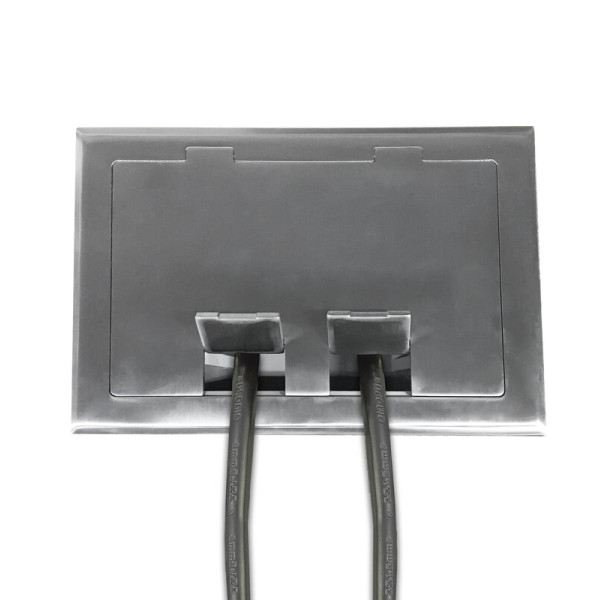 Лючок в пол 6 мод. (2 мод. 45х45 мм. + 2 мод. 22.5х45 мм.),  нержавеющая сталь