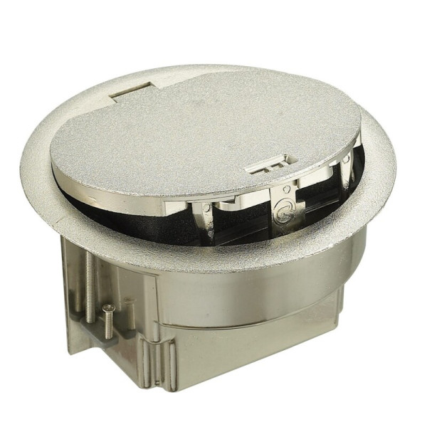 Лючок в пол 4 мод. (2 мод. 45х45 мм.),  серебро,  круглый,  металл,  IP65