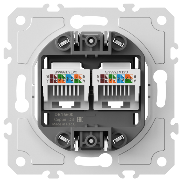 Механизм розетки RJ45 + RJ45 (двойная) cat.6/ClassE-8/8,  серия DB