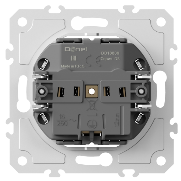 Механизм розетки Schuko с заземлением 16А 250В~ на винтах,  серия DB