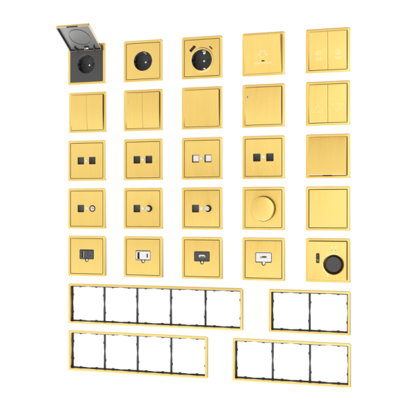 Накладка для розетки RJ45,  2-я,  матовое золото,  серия R98 METAL