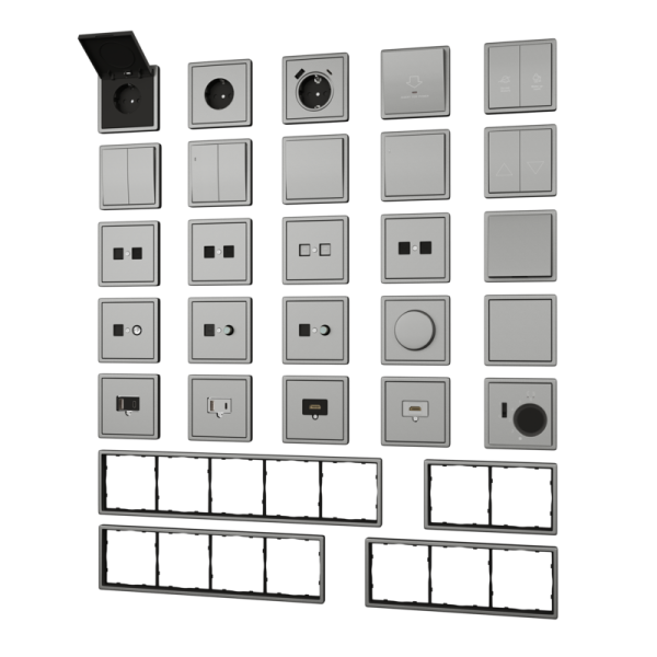 Накладка для розеток RJ45+SAT,  2-я,  благородная сталь,  серия R98 METAL