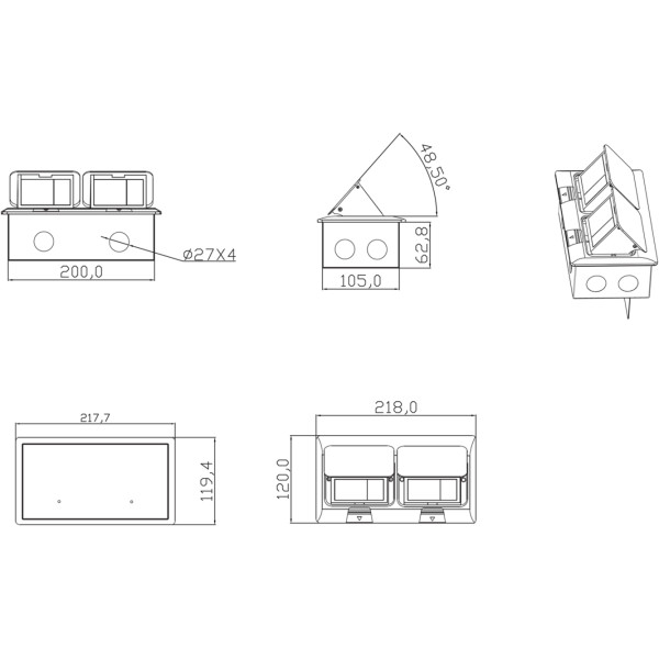 Выдвижной блок Snap 6 (3+3) мод. алюминий (с уст. набором)