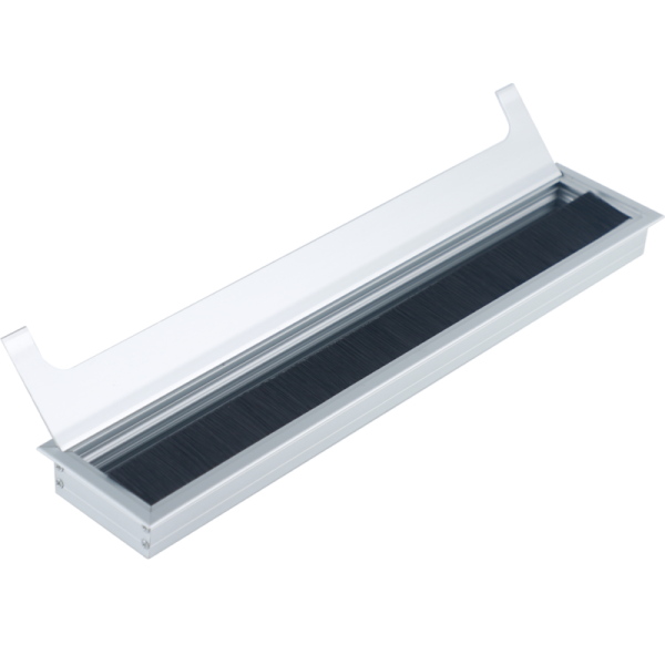 Кабельный громмет (лючок) в стол,  400*80мм,  цвет: серебро