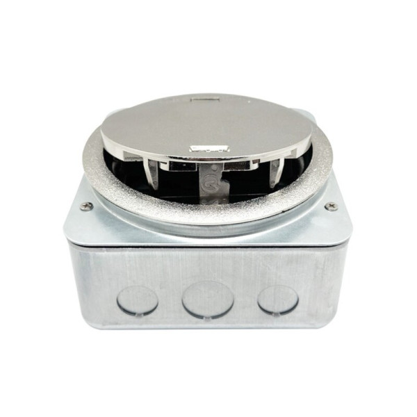 Лючок в пол 4 мод. (2 мод. 45х45 мм.),  серебро,  круглый,  металл,  IP65