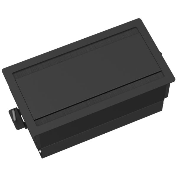 Настольный встраиваемый розеточный блок с откидной крышкой Spread 8 мод. (4 мод. 45х45),  easylift,  черный