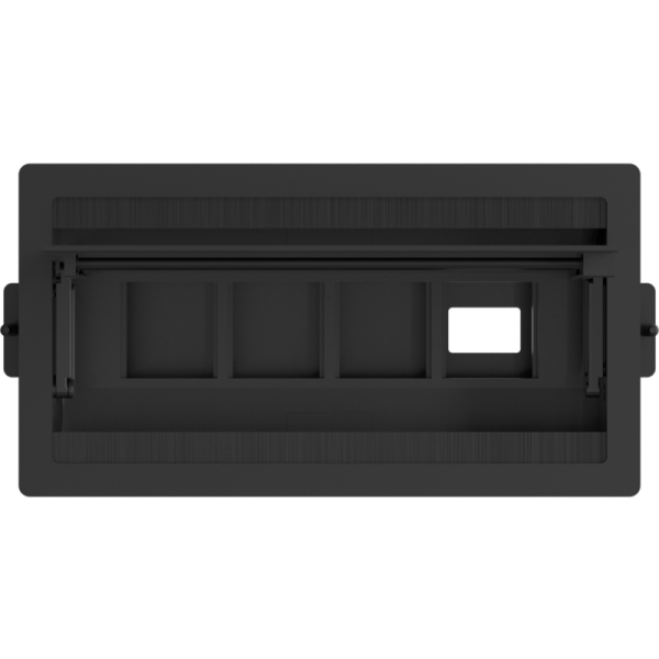 Настольный встраиваемый розеточный блок с откидной крышкой Spread 8 мод. (4 мод. 45х45),  easylift,  черный