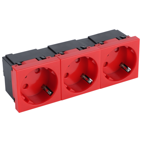 Розетка 3х2К+З нем.ст.,  45 гр.,  с з/ш,  крас. (135х45мм),  серия (тип) DF6